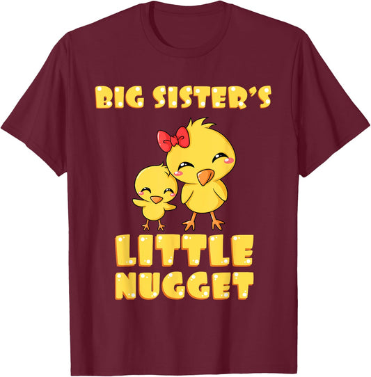 Big Sister's Little Nugget Chicken Lover Sibling Nuggies Sis T-Shirt - T-Shirt | Maroon