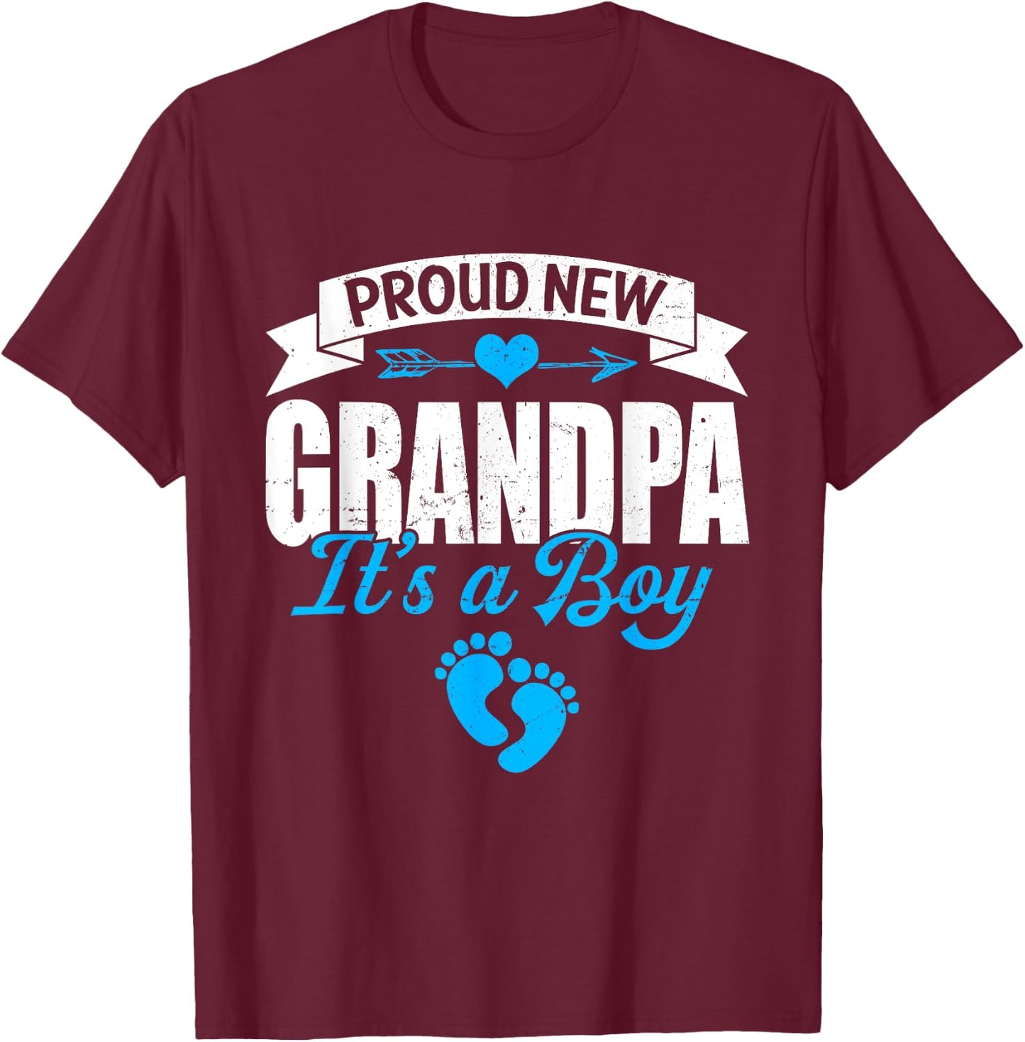 Retro Family Proud New Grandpa It's A Boy Gender Reveal T-Shirt - T-Shirt | Maroon