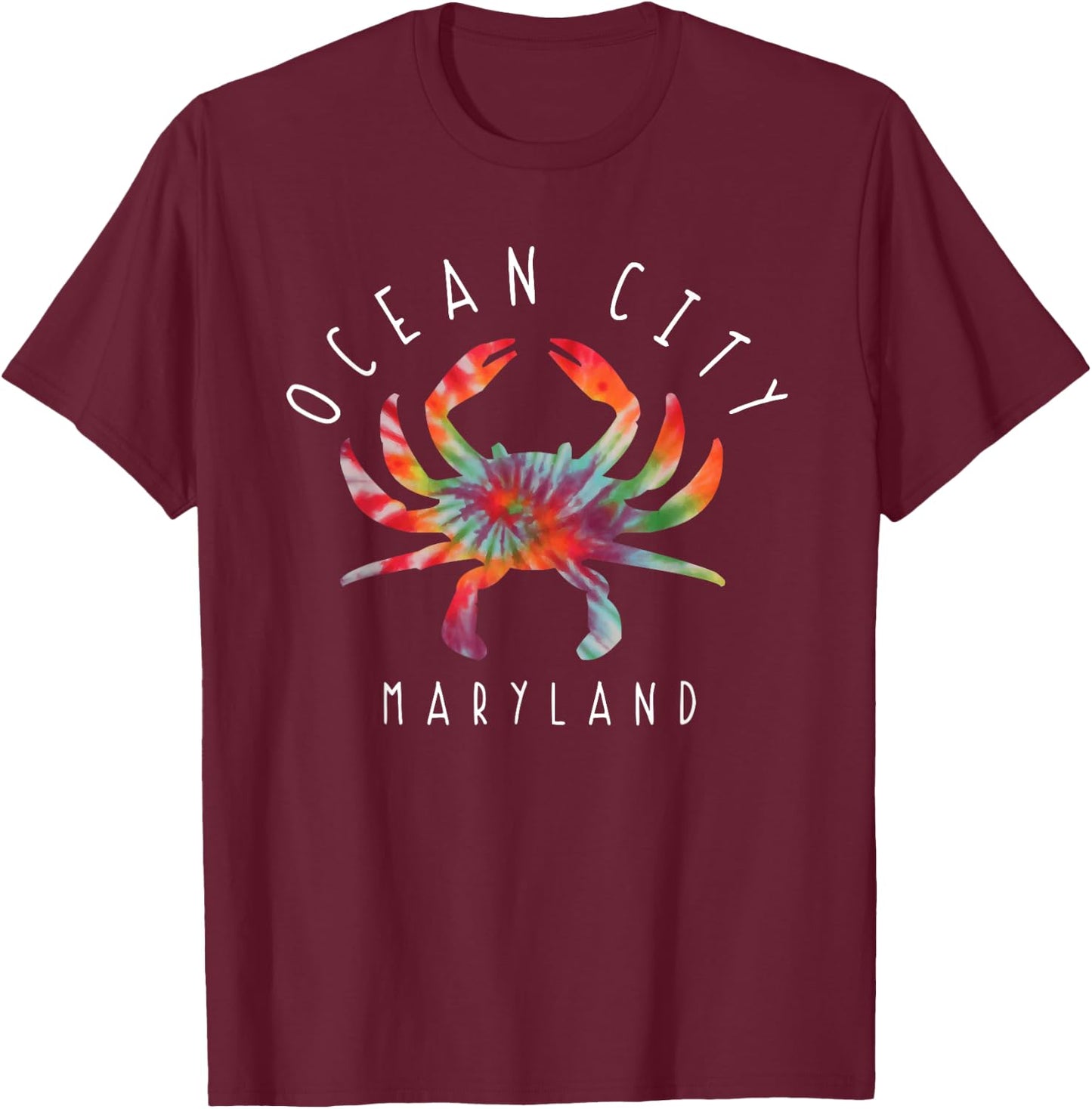 Ocean City Maryland Crab Tie Dye Summer Vacation T-Shirt - T-Shirt | Maroon