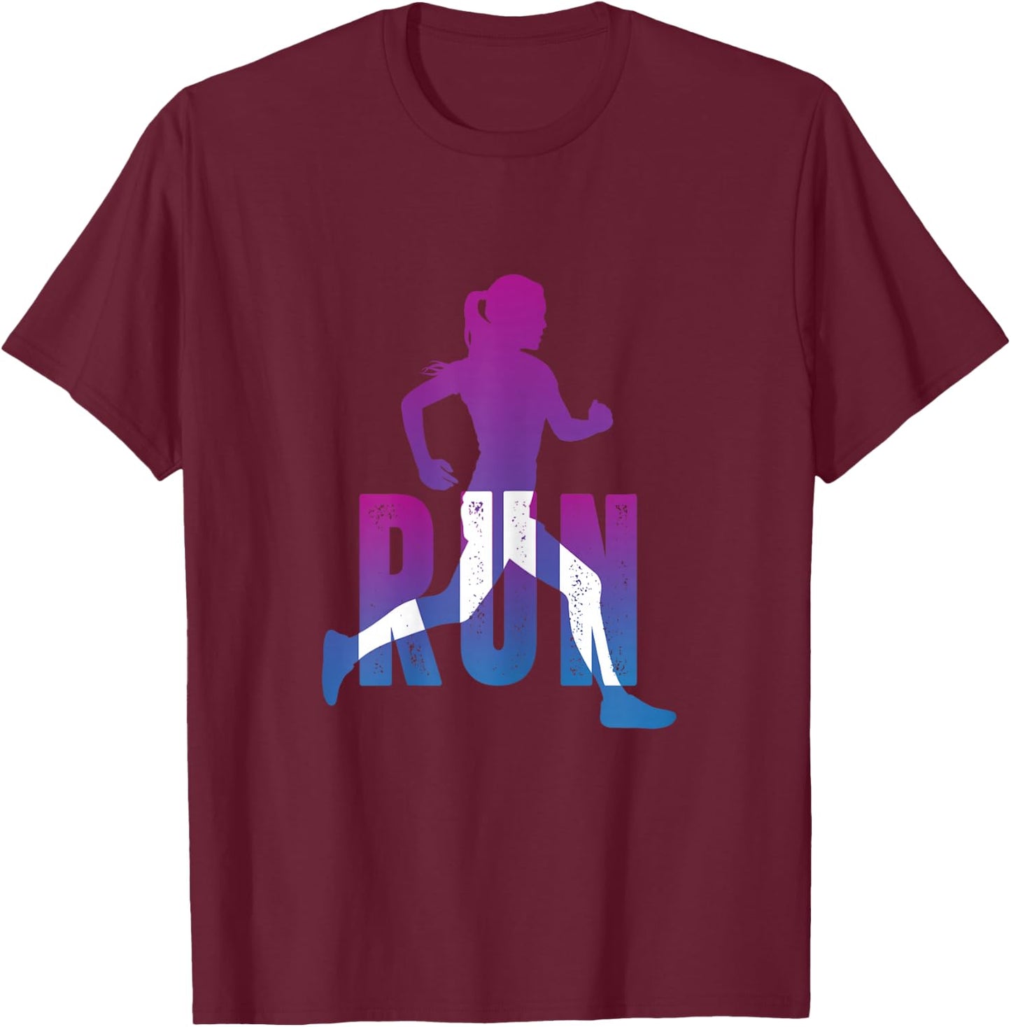 Run Running Girl Cross Country Inspirational T-Shirt - T-Shirt | Maroon