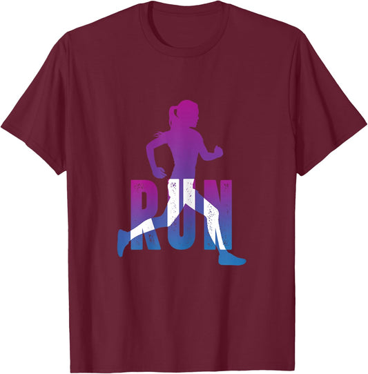 Run Running Girl Cross Country Inspirational T-Shirt - T-Shirt | Maroon