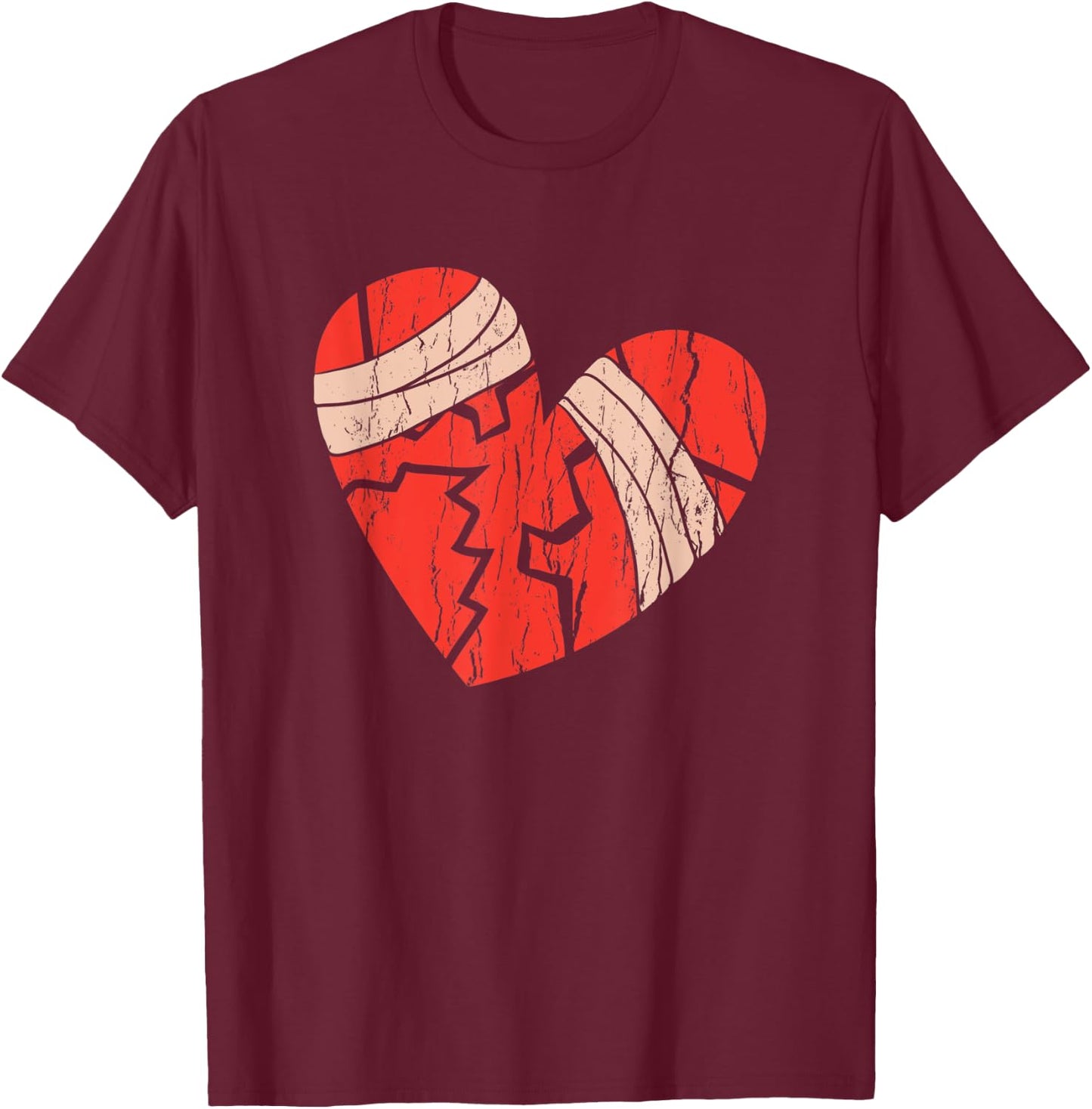 Broken Hearts Clothing Gift Women Valentine Day T-Shirt - T-Shirt | Maroon