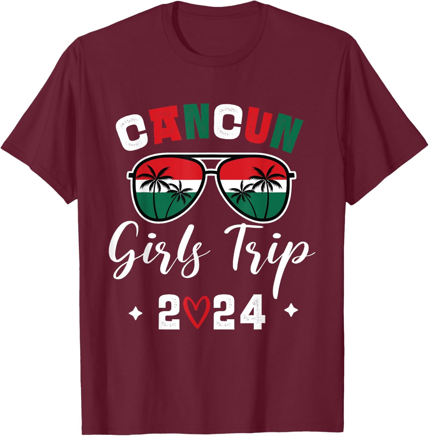 Girls Trip Cancun Mexico 2024 Matching T-Shirt - T-Shirt | Maroon
