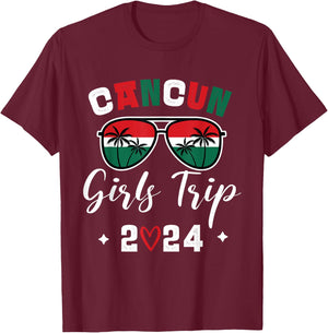 Girls Trip Cancun Mexico 2024 Matching T-Shirt - T-Shirt | Maroon