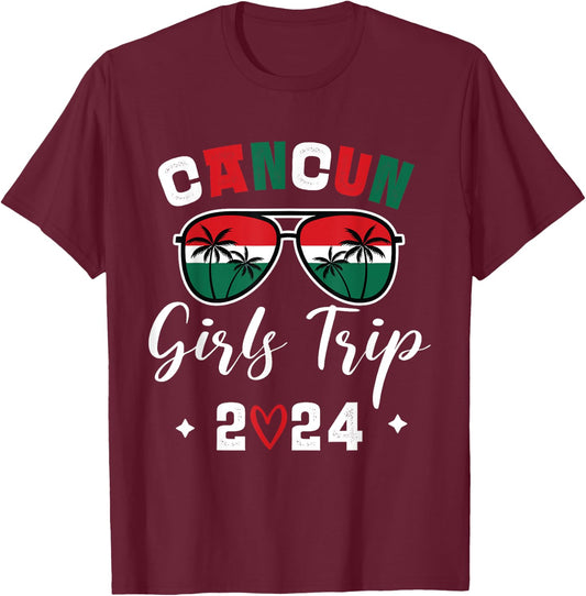 Girls Trip Cancun Mexico 2024 Matching T-Shirt - T-Shirt | Maroon