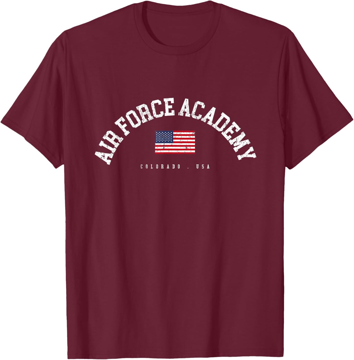 Air Force Academy CO American Flag USA City Name T-Shirt - T-Shirt | Maroon