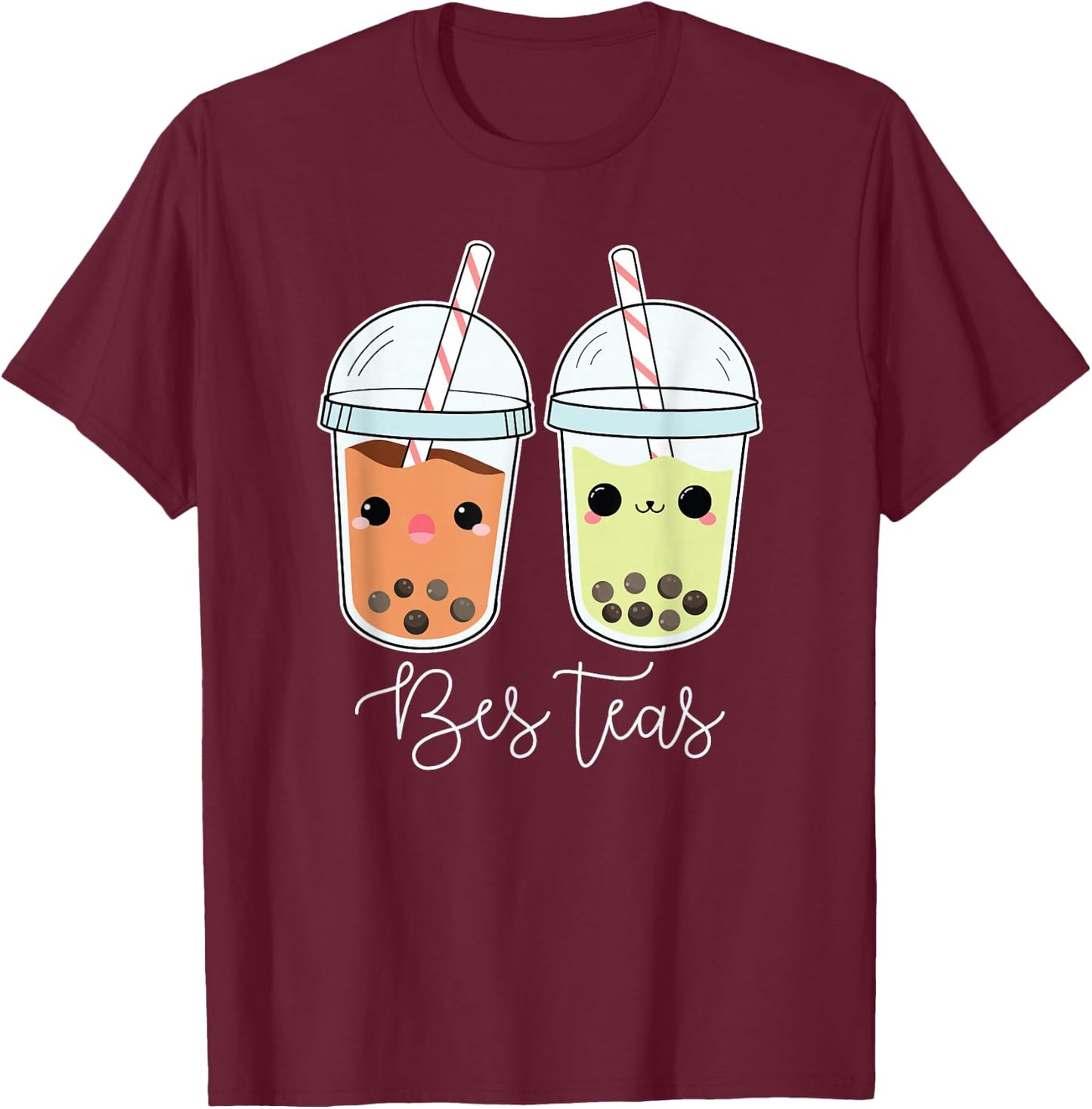 Bes Teas Best Friends Besties Boba Tea Bubble Tea Gift T-Shirt - T-Shirt | Maroon