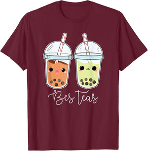 Bes Teas Best Friends Besties Boba Tea Bubble Tea Gift T-Shirt - T-Shirt | Maroon