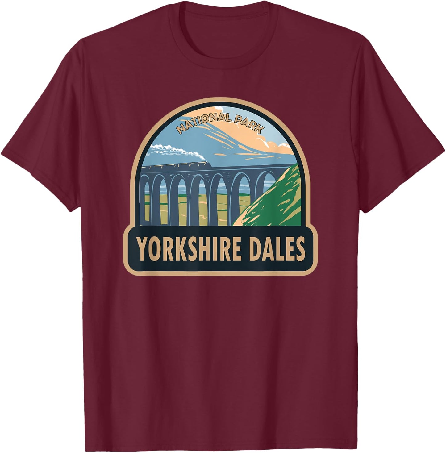 Yorkshire Dales National Park England Vintage T-Shirt - T-Shirt | Maroon