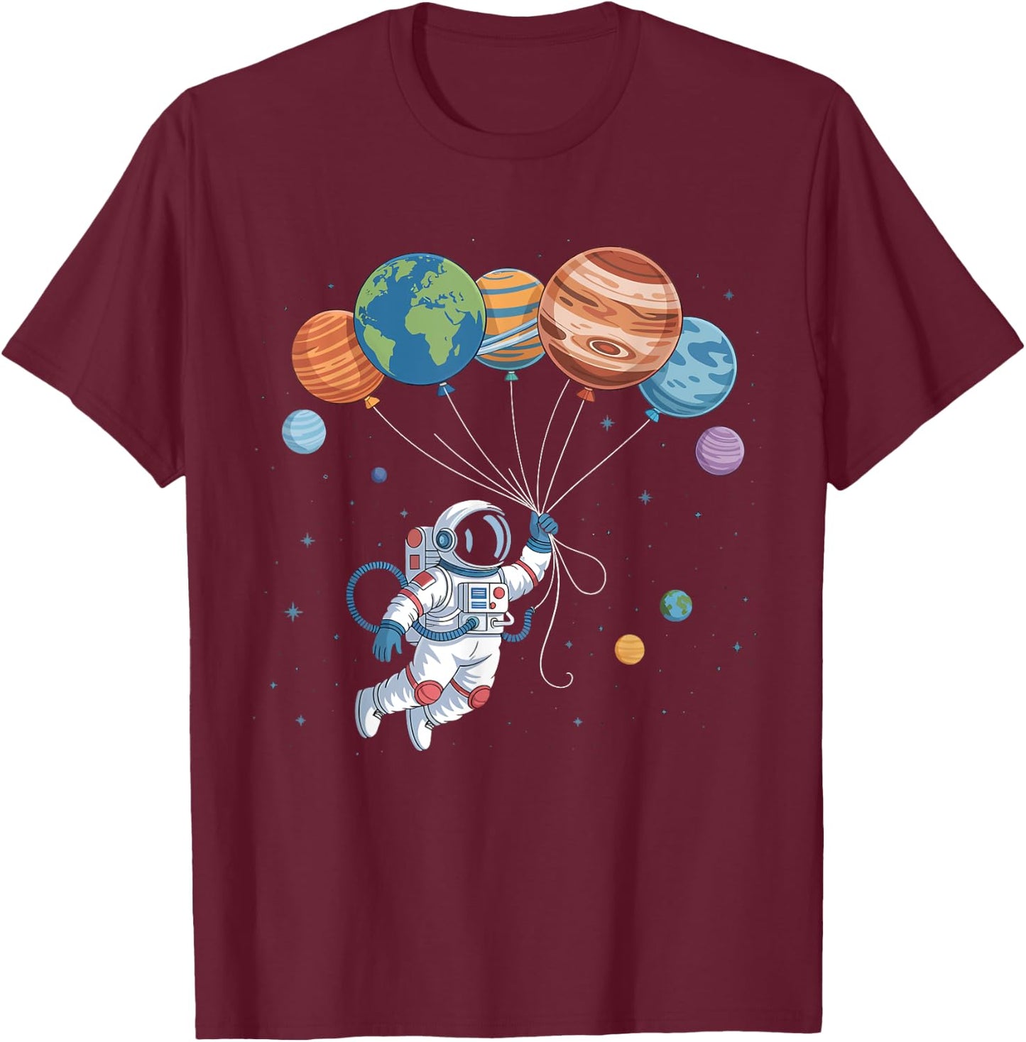 Planet Astronaut Space Science Moon Design T-Shirt - T-Shirt | Maroon