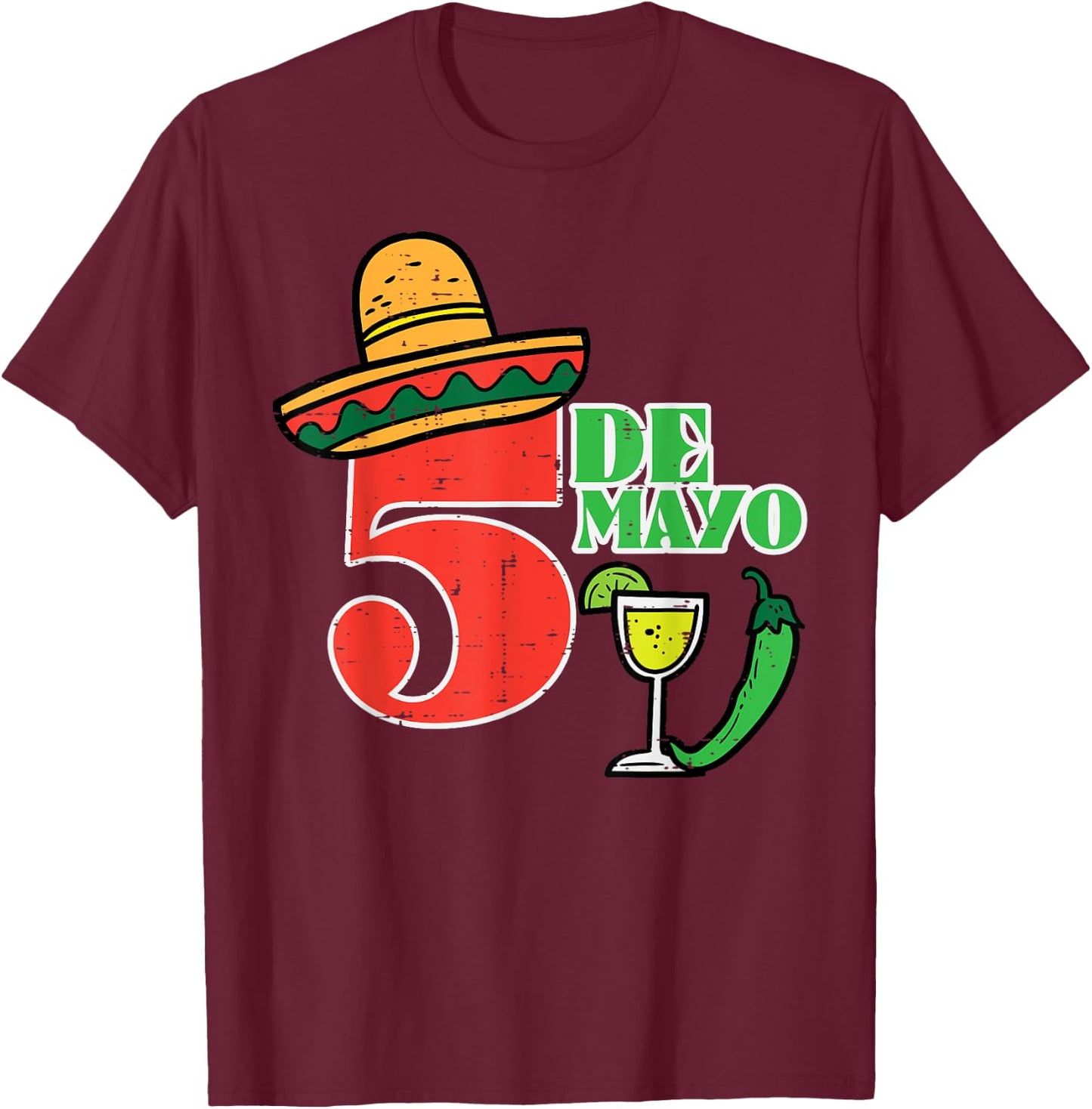 Cinco De Mayo 5 Cinco De Mayo Mexican Fiesta Party Men Women T-Shirt - T-Shirt | Maroon