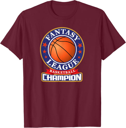 Fantasy Basketball League Champion Victory Trophy T-Shirt - T-Shirt | Maroon