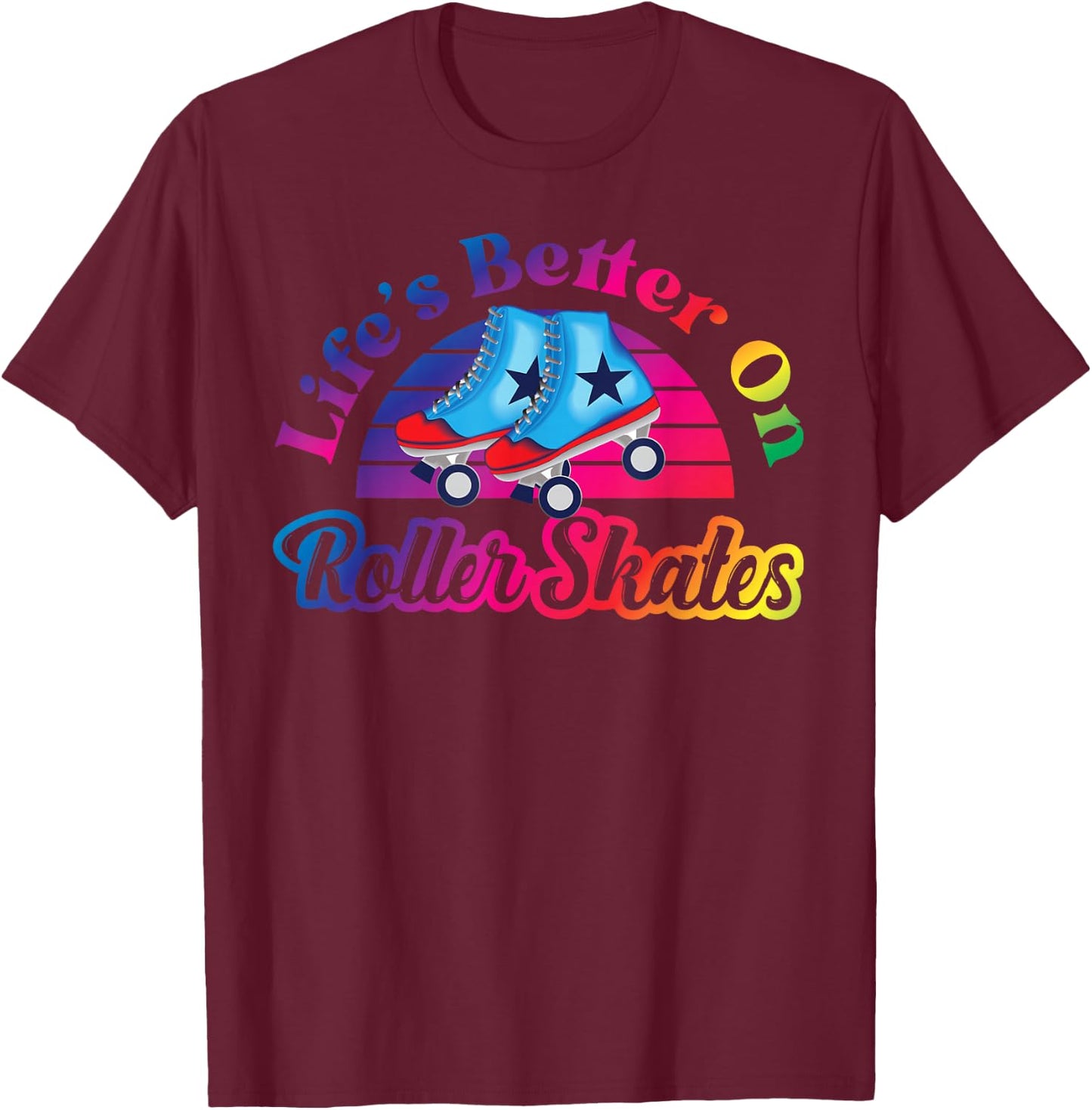Cool Roller Skating Skate Girl 1970S Retro T-Shirt - T-Shirt | Maroon