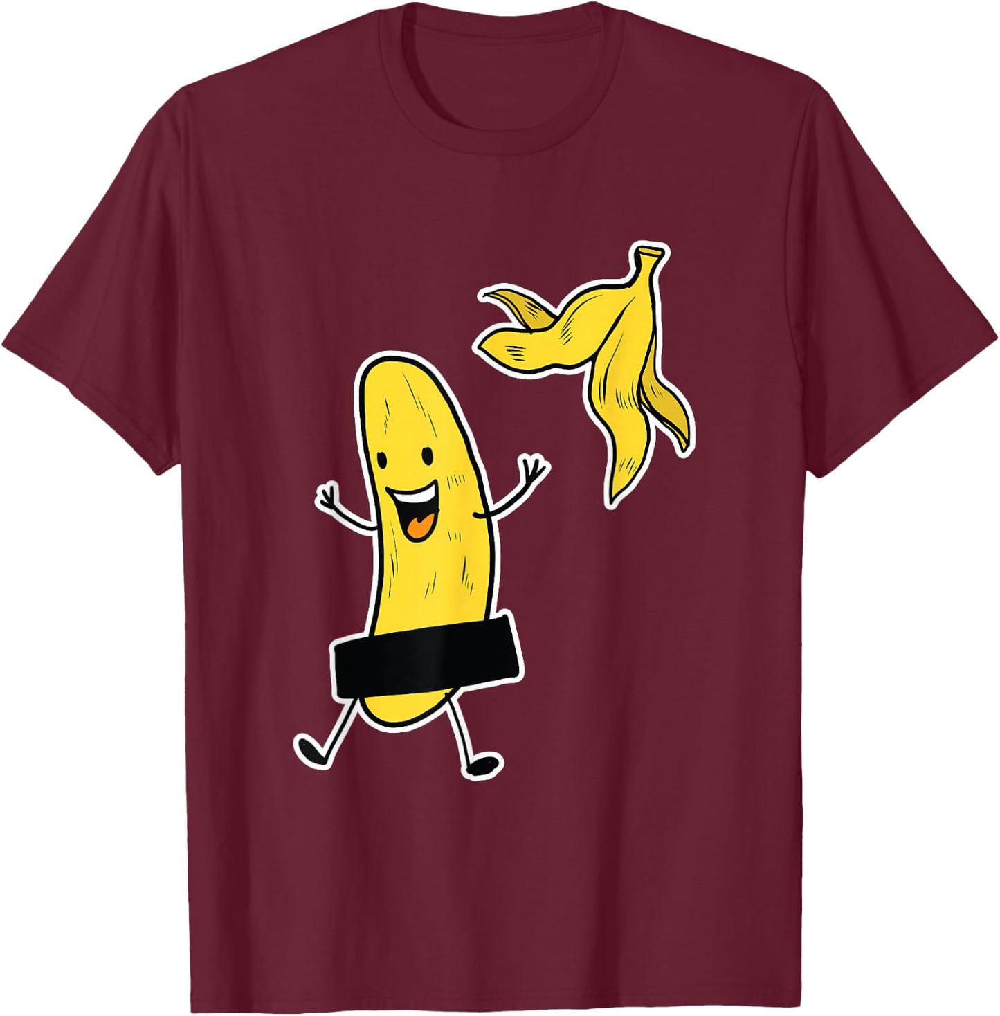 Funny Banana Striptease Cartoon Party Sweet Fun Outfit T-Shirt - T-Shirt | Maroon