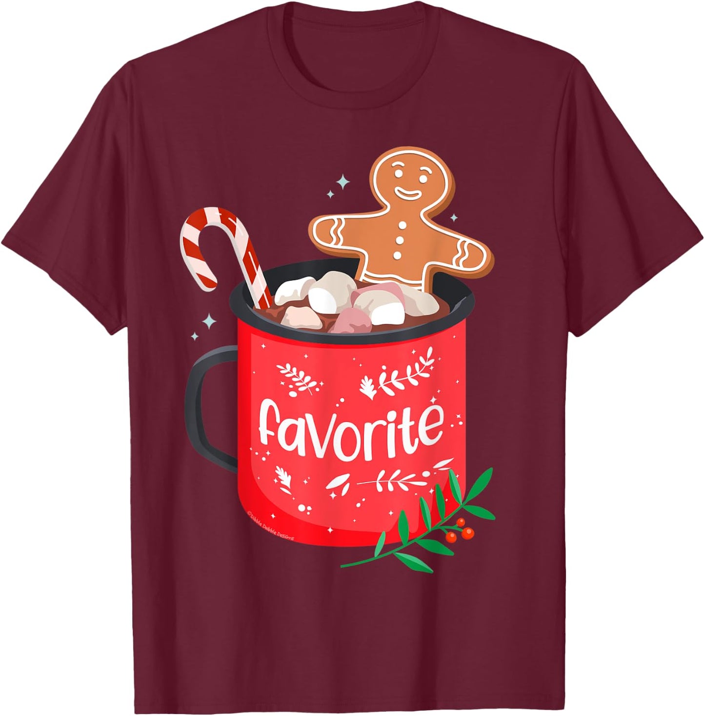 Christmas Matching Family Cocoa Mug with Candy Cane FAVORITE T-Shirt - T-Shirt | Maroon