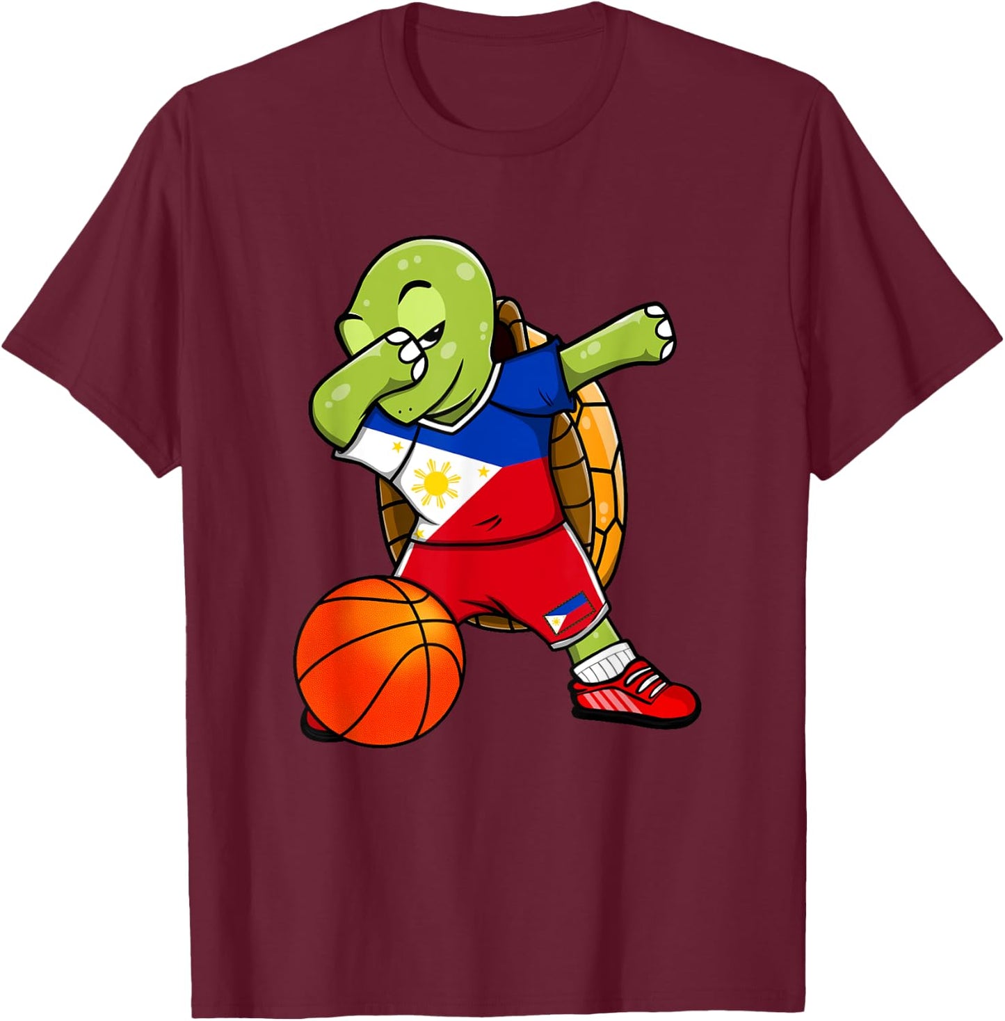 Dabbing Turtle Philippines Jersey Philippine Basketball Fans T-Shirt - T-Shirt | Maroon