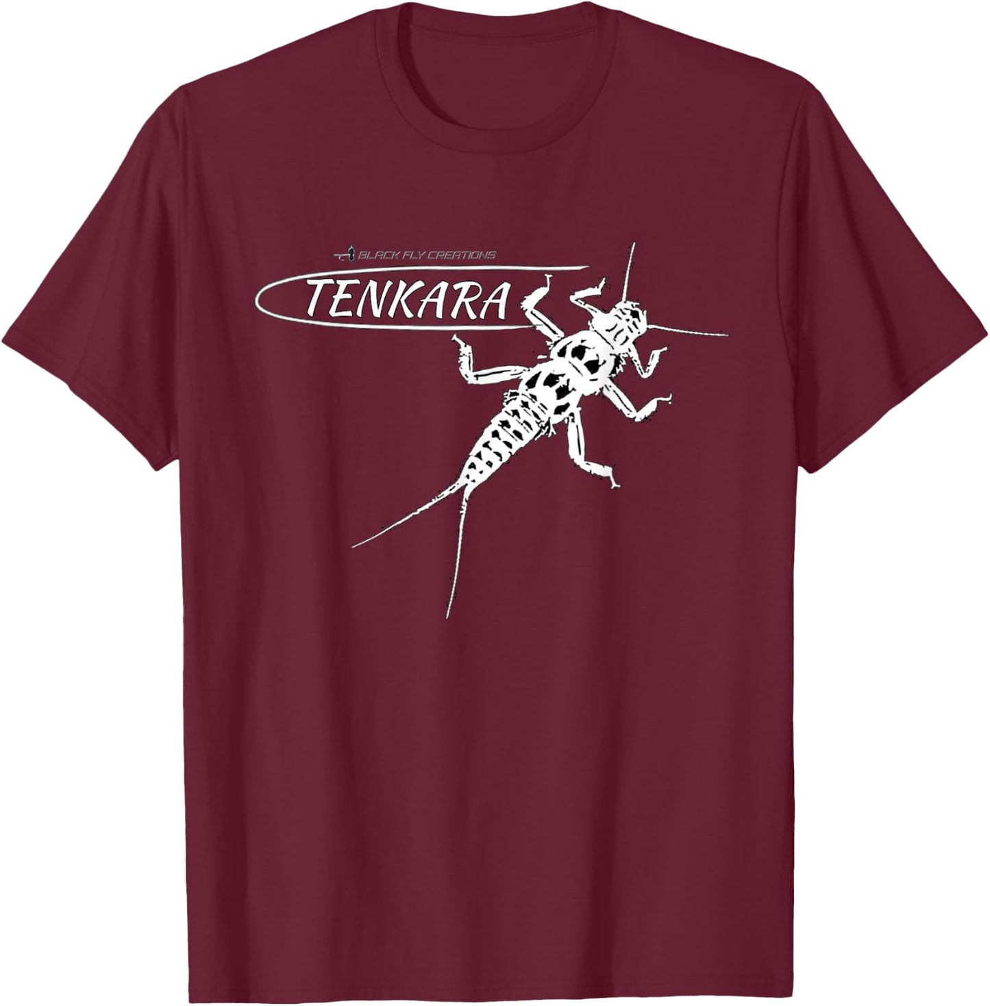 Black Fly Tenkara Fly Fishing Stonefly T-Shirt - T-Shirt | Maroon