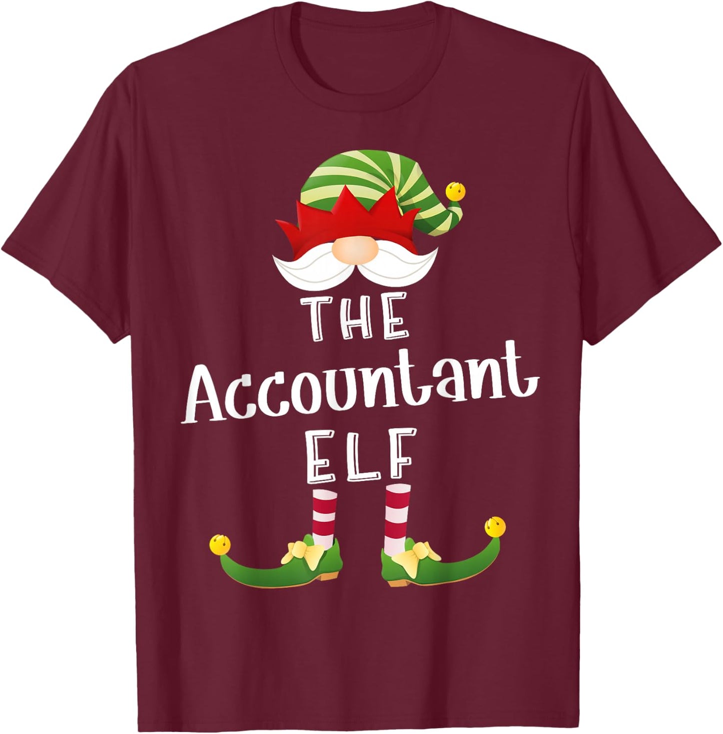Accountant Elf Group Christmas Funny Pajama Party T-Shirt - T-Shirt | Maroon