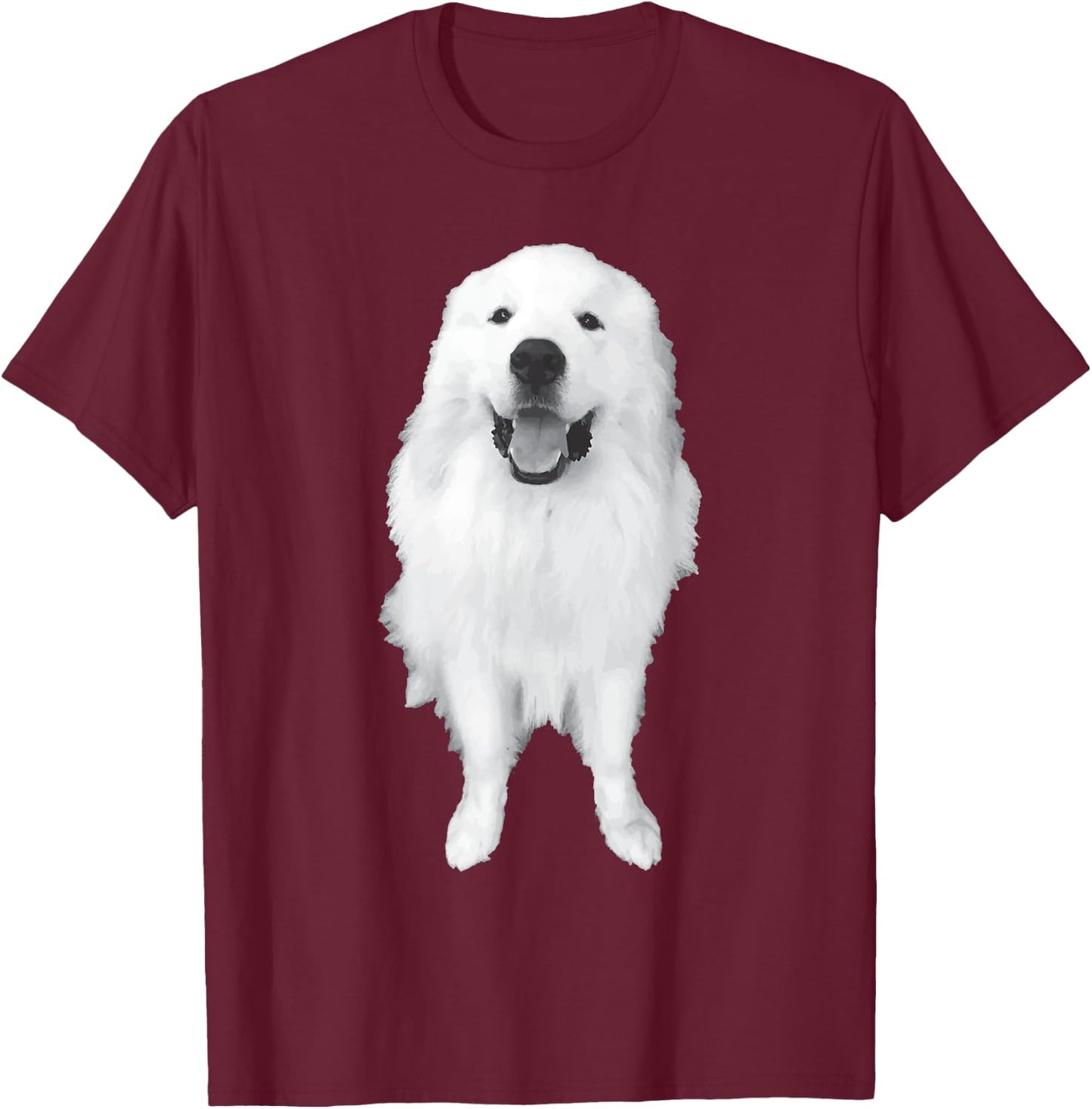 Great Pyrenees Dog Smiling Women Girls Kids T-Shirt - T-Shirt | Maroon
