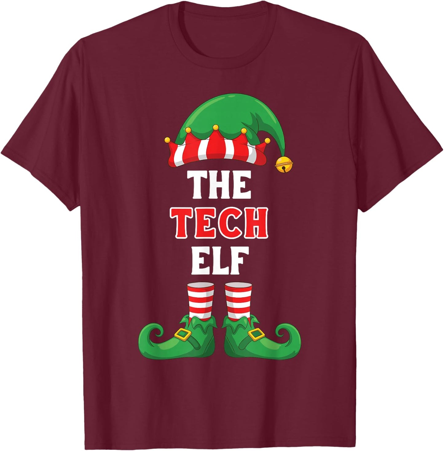 The Tech Elf Shirt Christmas for IT Guy Tech Support Geek T-Shirt - T-Shirt | Maroon
