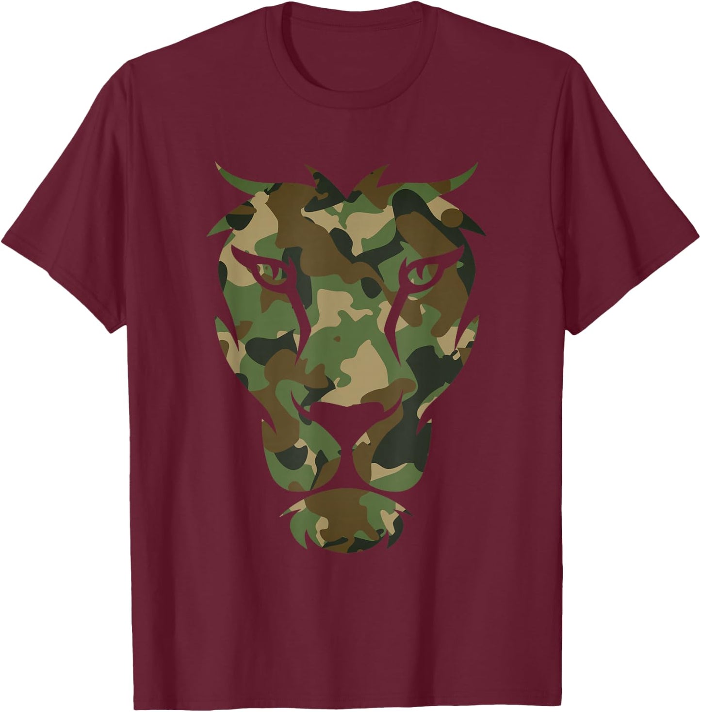 Camouflage Lion - Hunter Camouflage Hunting T-Shirt - T-Shirt | Maroon