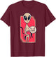 Cute Alien Holding A Pet Cat Graphic Women T-Shirt - T-Shirt | Maroon