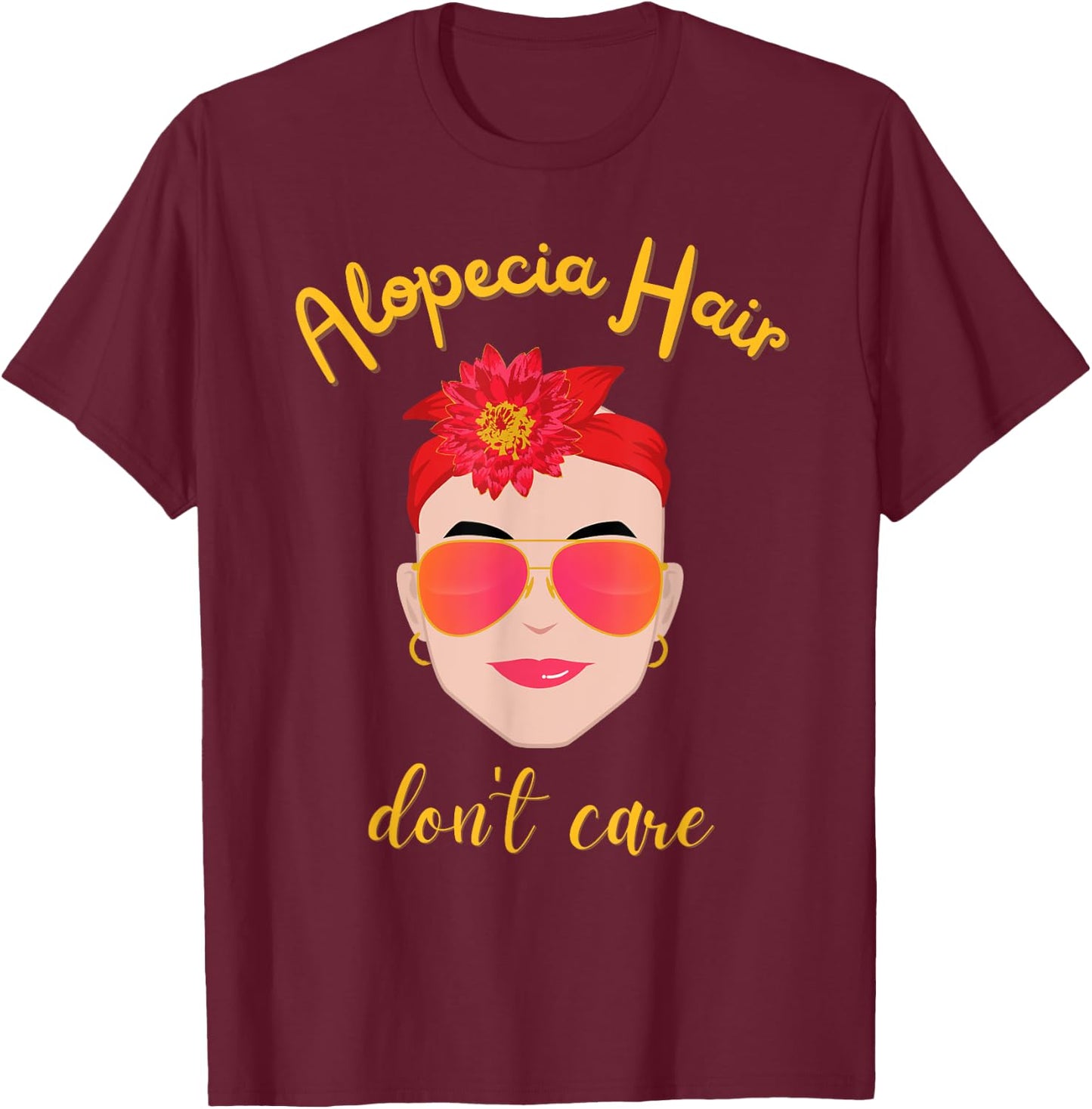 Alopecia shirts , ALOPECIA HAIR, DON'T CARE T-Shirt - T-Shirt | Maroon