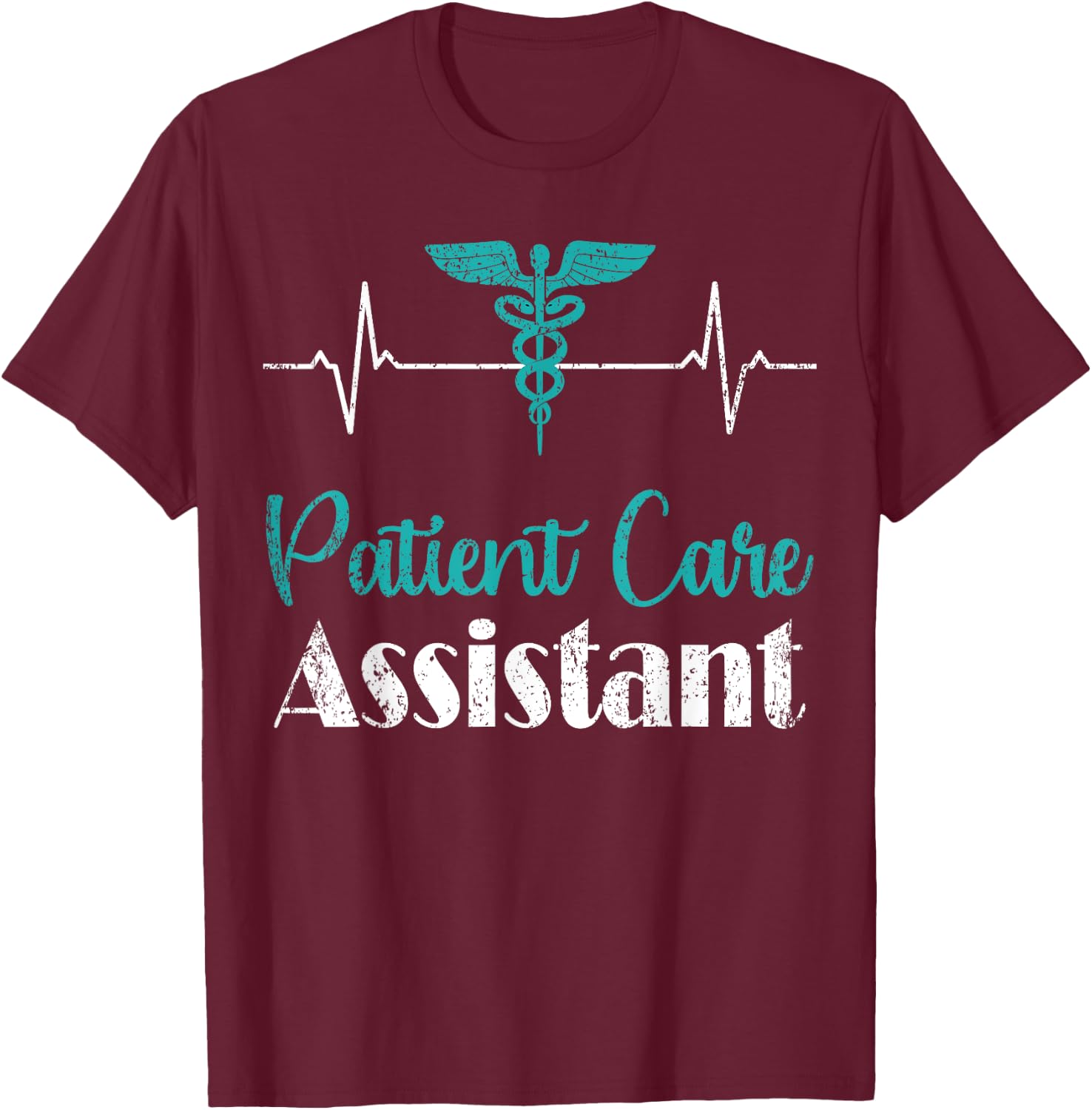 PCA Patient Care Assistant Heartbeat Nurse Week Medical T-Shirt - T-Shirt | Maroon