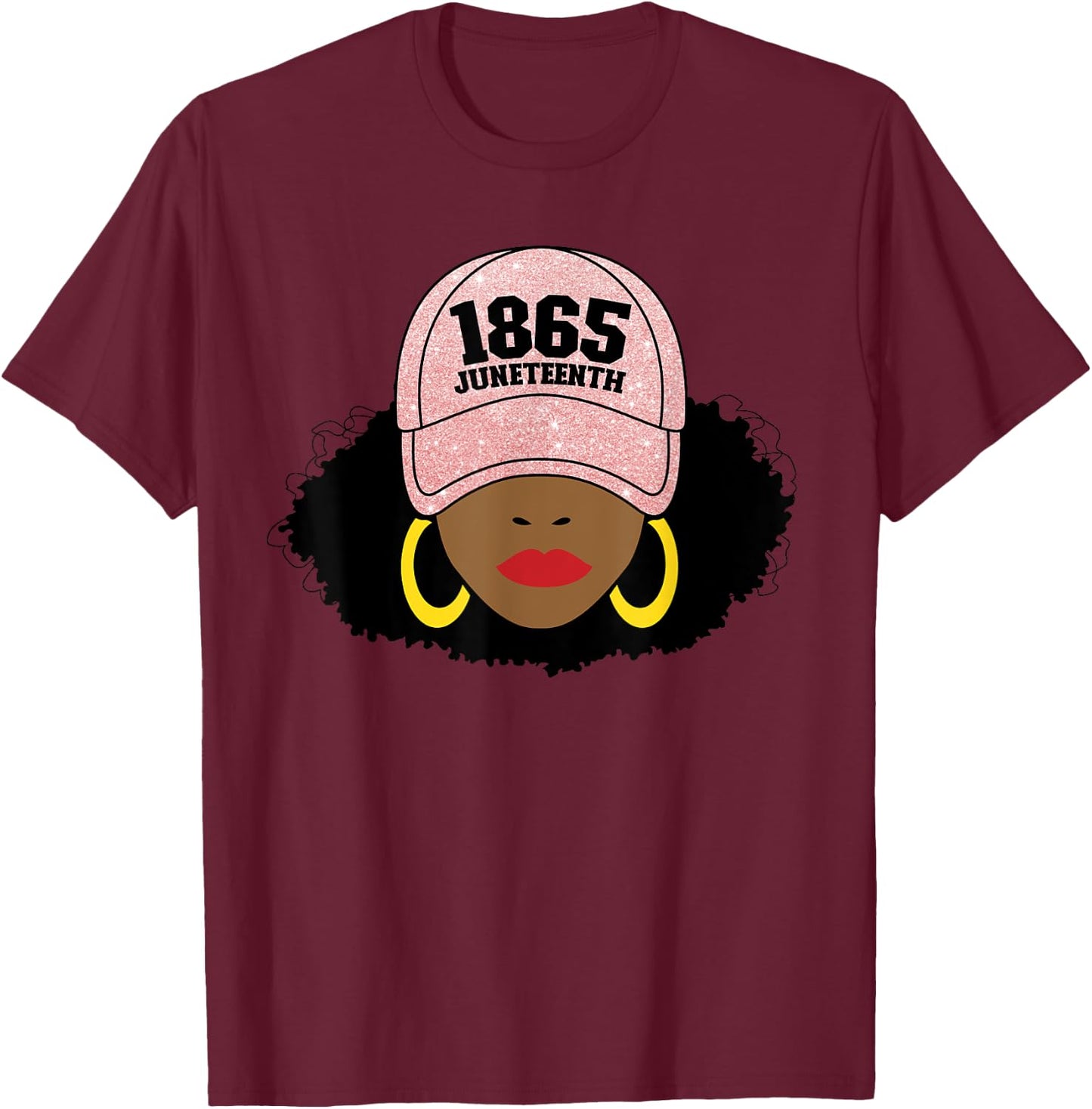 Juneteenth 1865 Black Freedom Afro Pink Women's Juneteenth T-Shirt - T-Shirt | Maroon