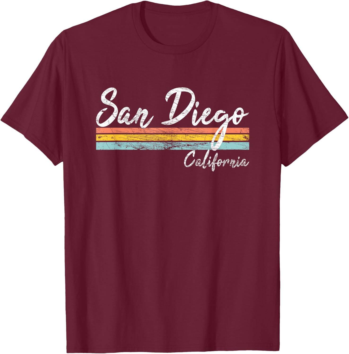 San Diego - California - Vintage Distressed Design - Classic T-Shirt - T-Shirt | Maroon