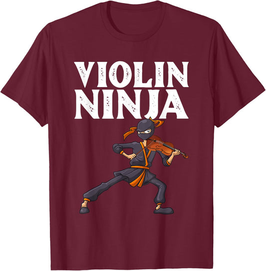 Cool Violin Ninja Women Musician Viola Cello Players T-Shirt - T-Shirt | Maroon