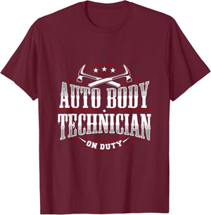 Auto Body Technician On Duty Painter Repair Funny Apparel T-Shirt - T-Shirt | Maroon