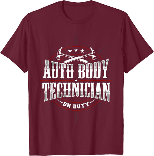 Auto Body Technician On Duty Painter Repair Funny Apparel T-Shirt - T-Shirt | Maroon
