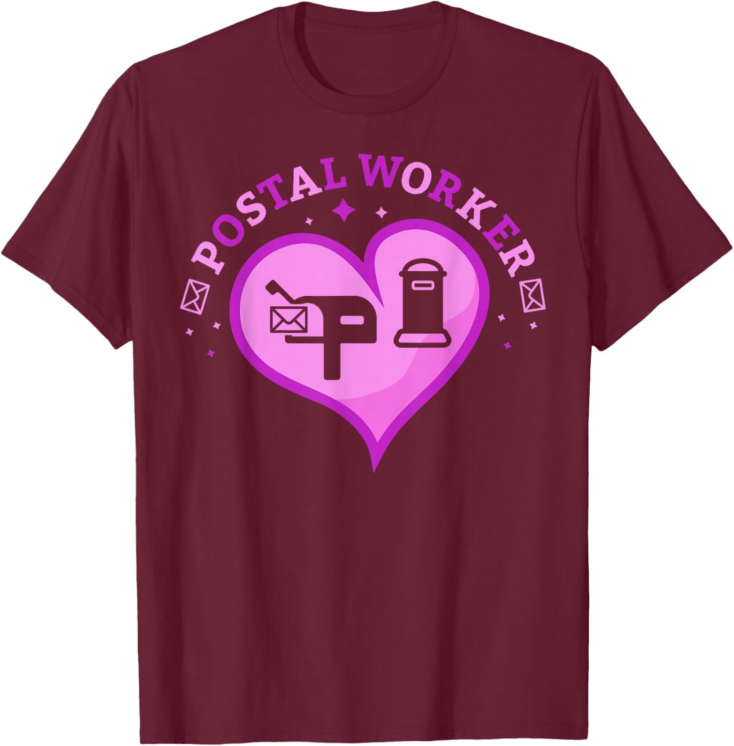 Cute Heart Shaped Postal Worker for Rural Occasions T-Shirt - T-Shirt | Maroon
