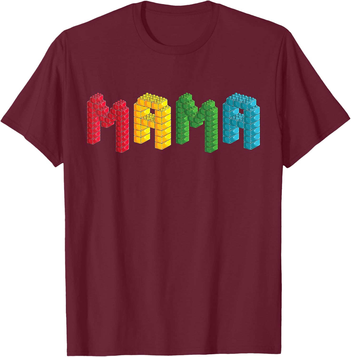 Mama Master Builder Building Bricks Blocks Family Set T-Shirt - T-Shirt | Maroon