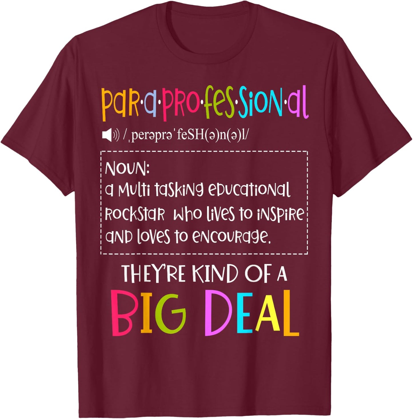 Para Professional Elementary School Lesson Teachers T-Shirt - T-Shirt | Maroon