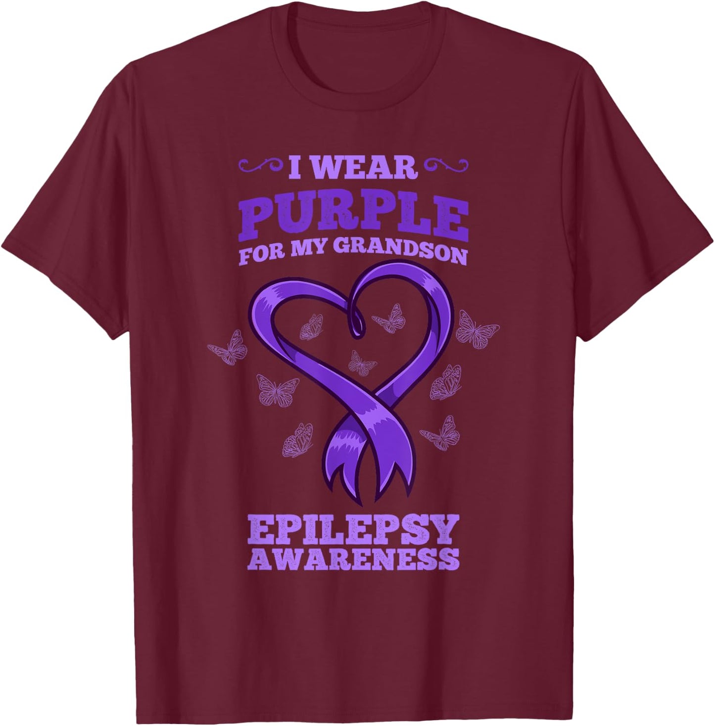 I Wear Purple For My Grandson Epilepsy Awareness T-Shirt - T-Shirt | Maroon