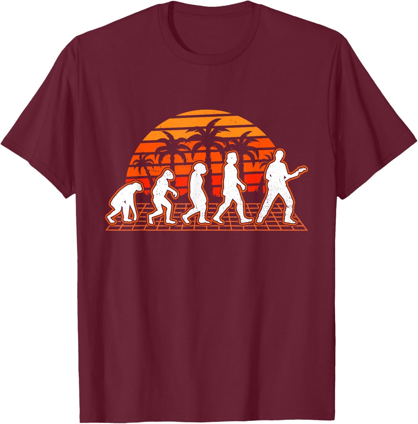 Bass Guitar Evolution Retro Bass Guitar Bass T-Shirt - T-Shirt | Maroon