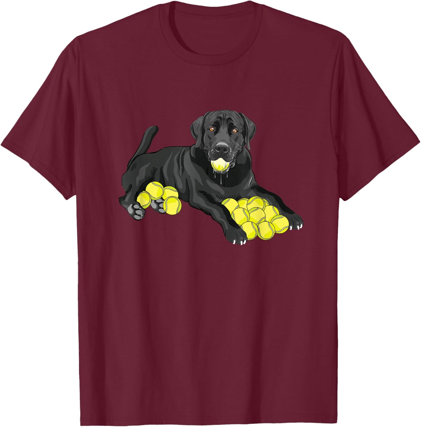Black Labrador Retriever Tennis Ball Tennis Player Dog Lover T-Shirt - T-Shirt | Maroon