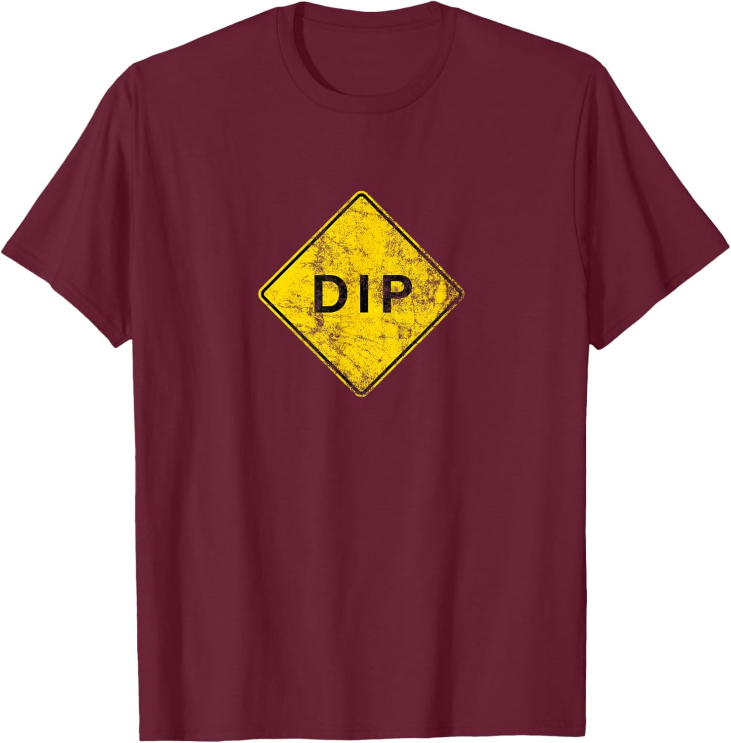 Road Sign Dip T-Shirt - T-Shirt | Maroon