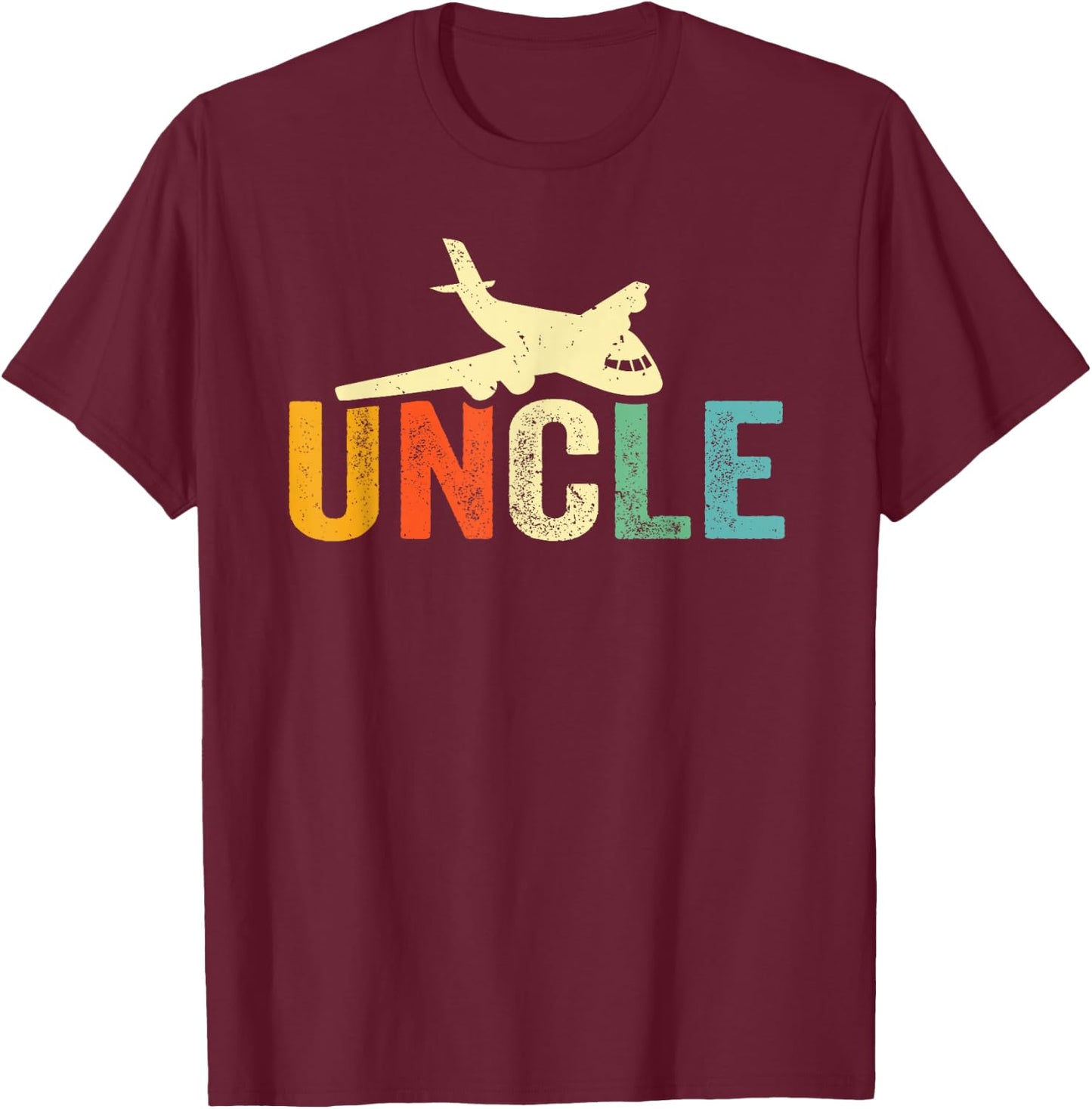 Uncle Airplane Pilot Plane Lover Aircraft Flying From Nephew T-Shirt - T-Shirt | Maroon