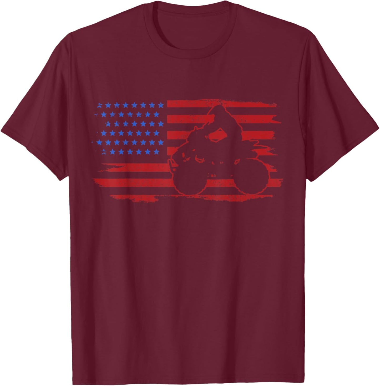 ATV Quad American Flag USA T-Shirt - T-Shirt | Maroon