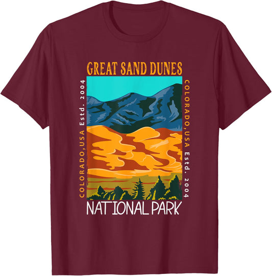 Great Sand Dunes National Park Colorado Distressed Vintage T-Shirt - T-Shirt | Maroon