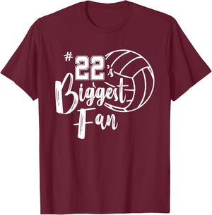 Twenty-Two 22's Biggest Fan Shirt Volleyball Mom Dad T-Shirt - T-Shirt | Maroon