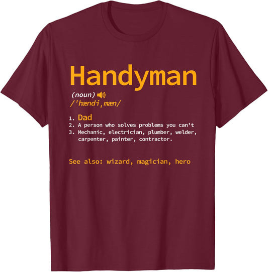 Funny Repairman Shirts - Men's Black Cotton Short Sleeve - Repair Worker Novelty - Small T-Shirt - T-Shirt | Maroon
