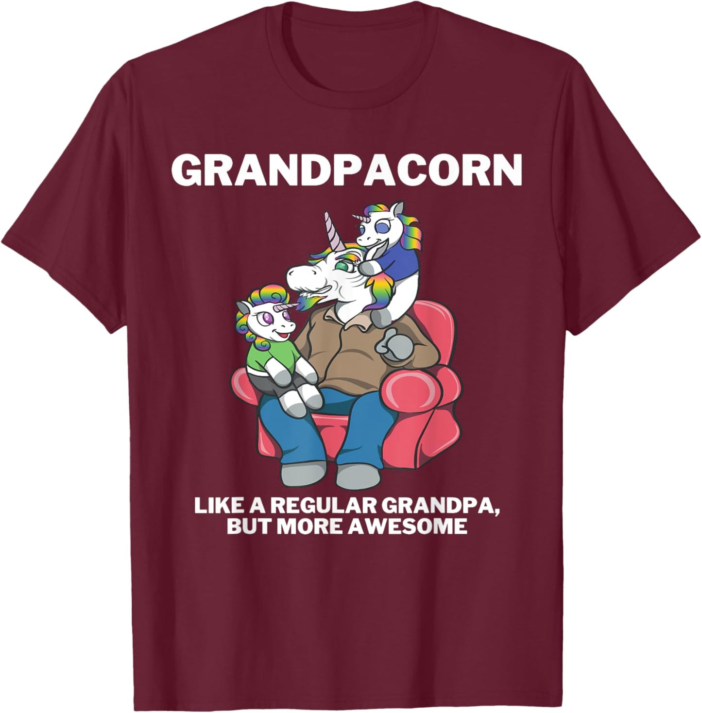 Grandpacorn for Granddad Unicorn Grandpa T-Shirt - T-Shirt | Maroon
