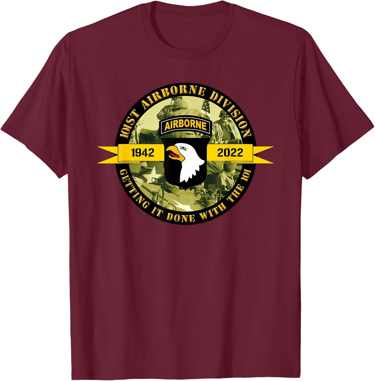 101st Airborne Division 80th Anniversary Military Veteran T-Shirt - T-Shirt | Maroon