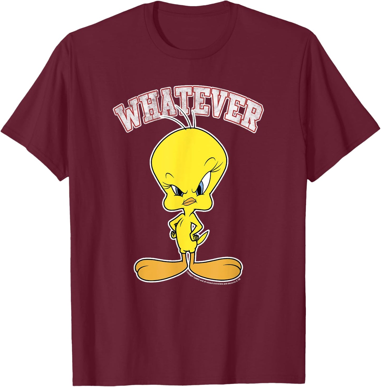 Looney Tunes Tweety Whatever Mad Face T-Shirt - T-Shirt | Maroon