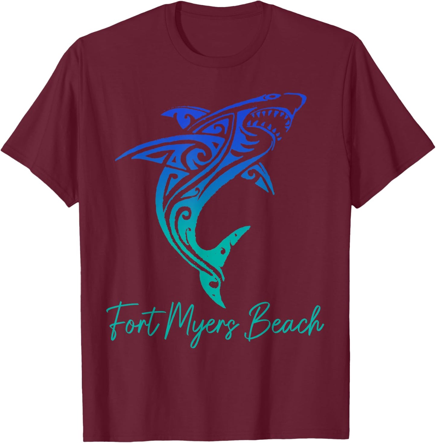 Fort Myers Beach FL Shark Scuba Diving Surfer Florida Surf T-Shirt - T-Shirt | Maroon
