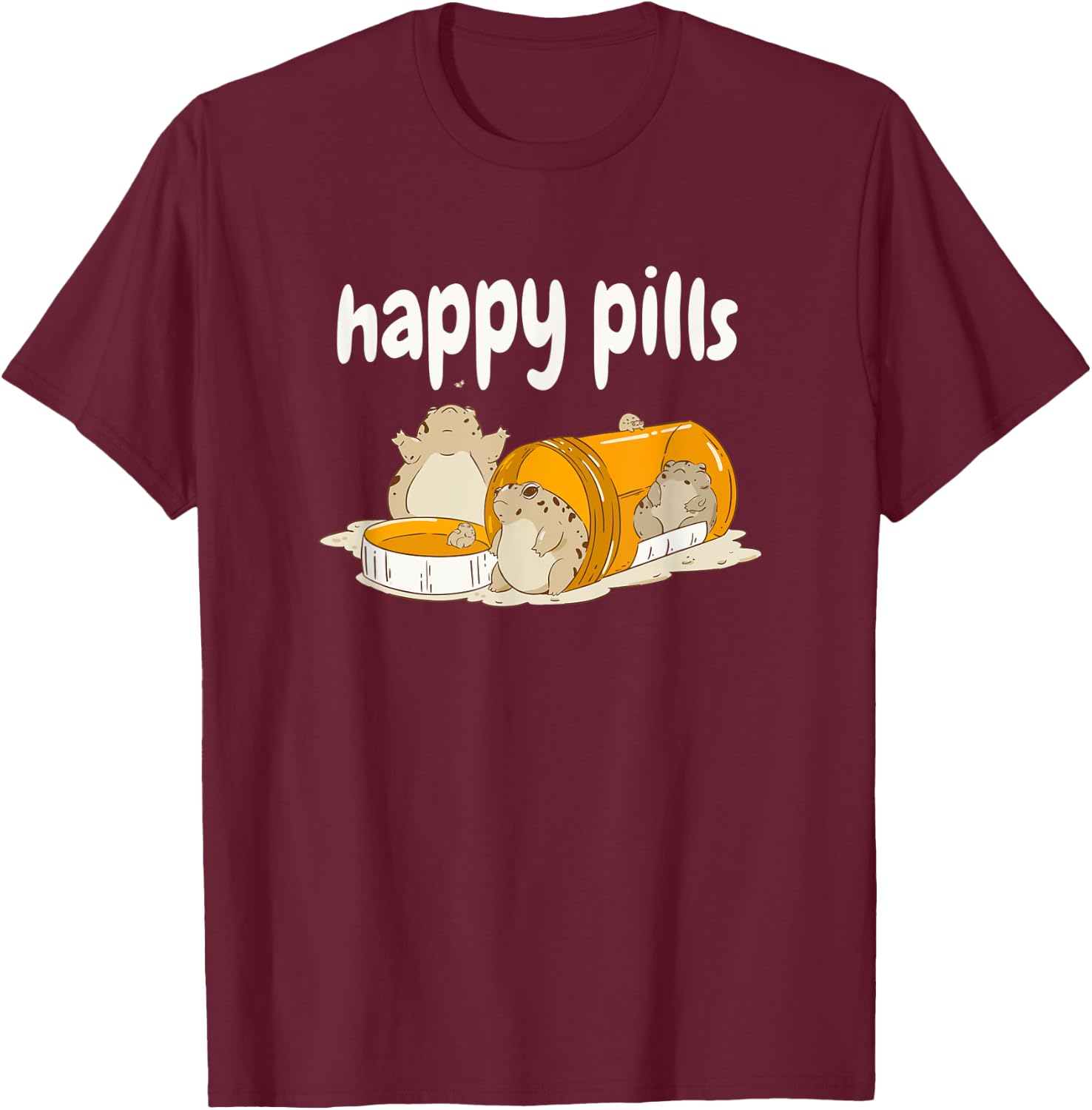 Desert Rain Frog Happy Pills T-Shirt - T-Shirt | Maroon